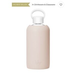 Revolve BKR Doe Big Bottle 32oz Glass Water Bottle Beige Thick Silicone Sleeve